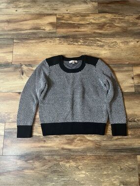 Banana Republic Merino Wool Blend Sweater Womens Medium Black White Knit